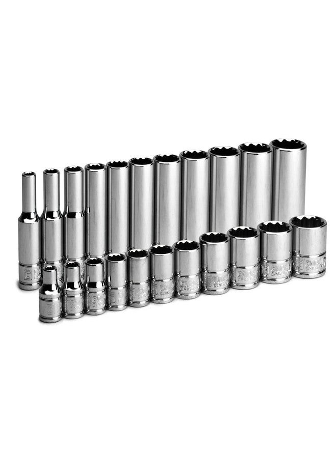 Capri Tools 3/8 in. Drive 12-Point Shallow and Deep Socket Set, SAE, 1/4 to 7/8 in, 22-Piece - Image 1