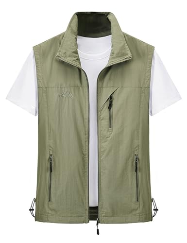 Gihuo Mens Golf Lightweight Photo Vest Fishing Travel Safari Vest Softshell Causal Sleeveless Jacket OuterwearKhakiLarge - Image 1