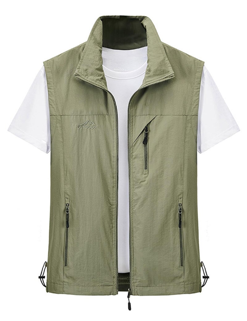 Gihuo Mens Golf Lightweight Photo Vest Fishing Travel Safari Vest Softshell Causal Sleeveless Jacket OuterwearKhakiLarge - Image 2