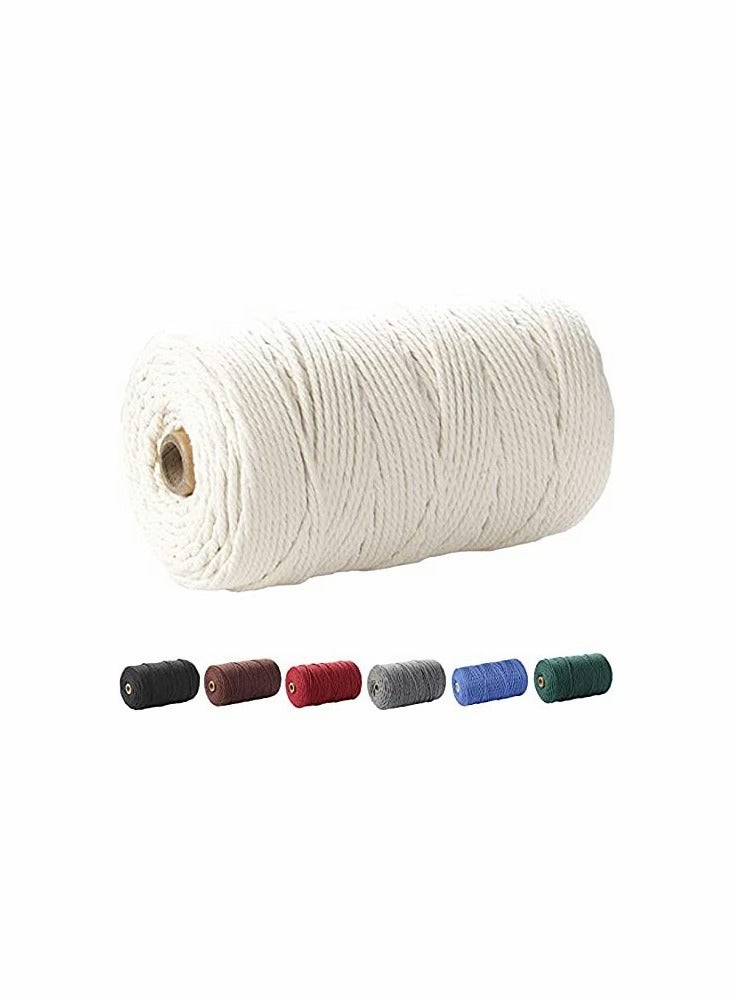 KASTWAVE Macrame Cord, Cotton Rope 3mm x 220 yd (About 200m) 4 Strand Twisted 100% Natural Cotton Soft Unstained Rope - Image 1