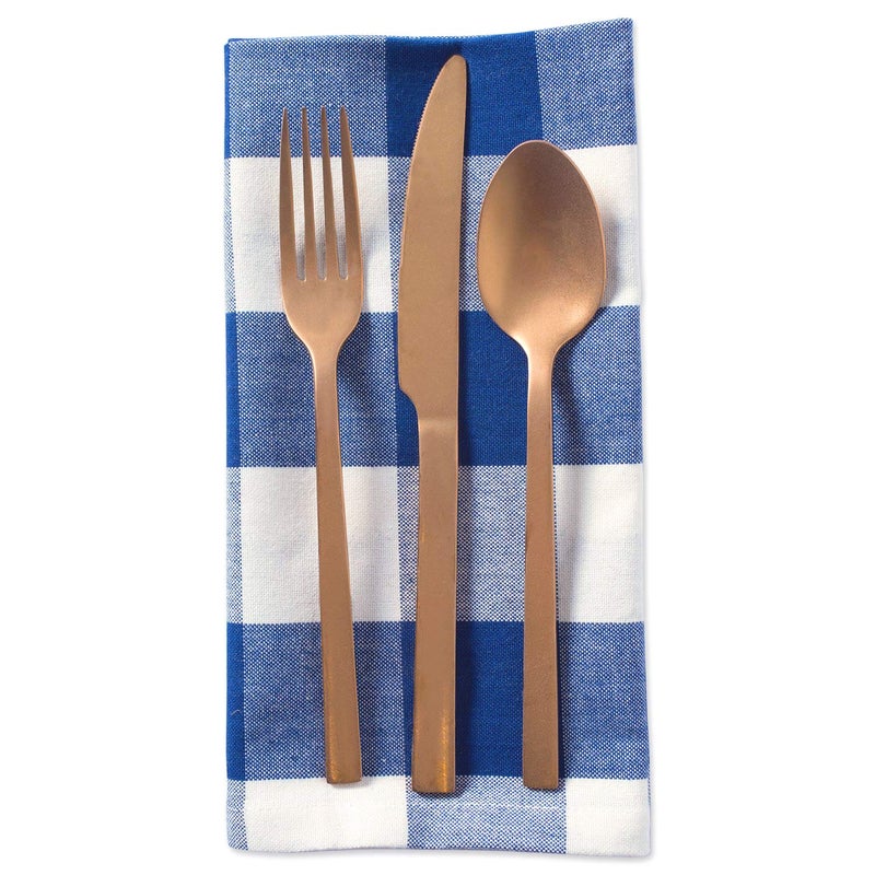 Set of 6 Cotton Buffalo Check Cloth Table Napkin for Everyday PlaceSettings, Farmhouse Decor, Family Dinners, BBQ's, and Holidays ( Size : 17X17 Inch | ( 43 CM Square ) |Set of 6 Colour : BLUE And WHITE) - Image 4