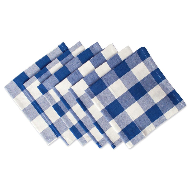 Set of 6 Cotton Buffalo Check Cloth Table Napkin for Everyday PlaceSettings, Farmhouse Decor, Family Dinners, BBQ's, and Holidays ( Size : 17X17 Inch | ( 43 CM Square ) |Set of 6 Colour : BLUE And WHITE) - Image 1