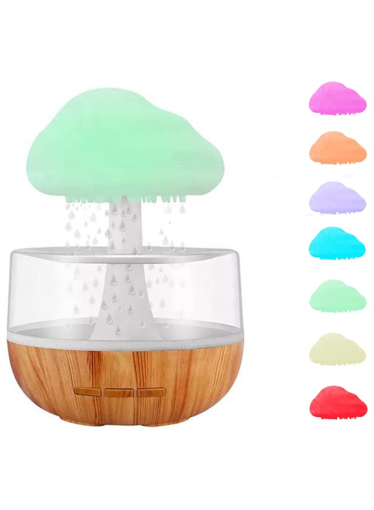 Rain Cloud Humidifier, Water Drops, Mushroom, 7 Colours, Sound of Water Drops, Essential Oil Diffuser, USB Night Light, Aromatherapy, Rain Cloud Diffuser for a Relaxing Mood