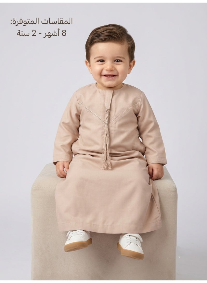 Children's nightgown, Omani and newborn thobe, seven-piece thobe, Emirati boy's thobe, children's nightgown, newborn nightgown, short-sleeved thobe, half-sleeved nightgown, sleep shirt, short-sleeved Saudi nightgown, loose-fitting nightgown, house shirt, newborn gifts, baby gifts, infant gifts, baby gifts, boy's gifts, children's clothes, gift for boys - Image 1