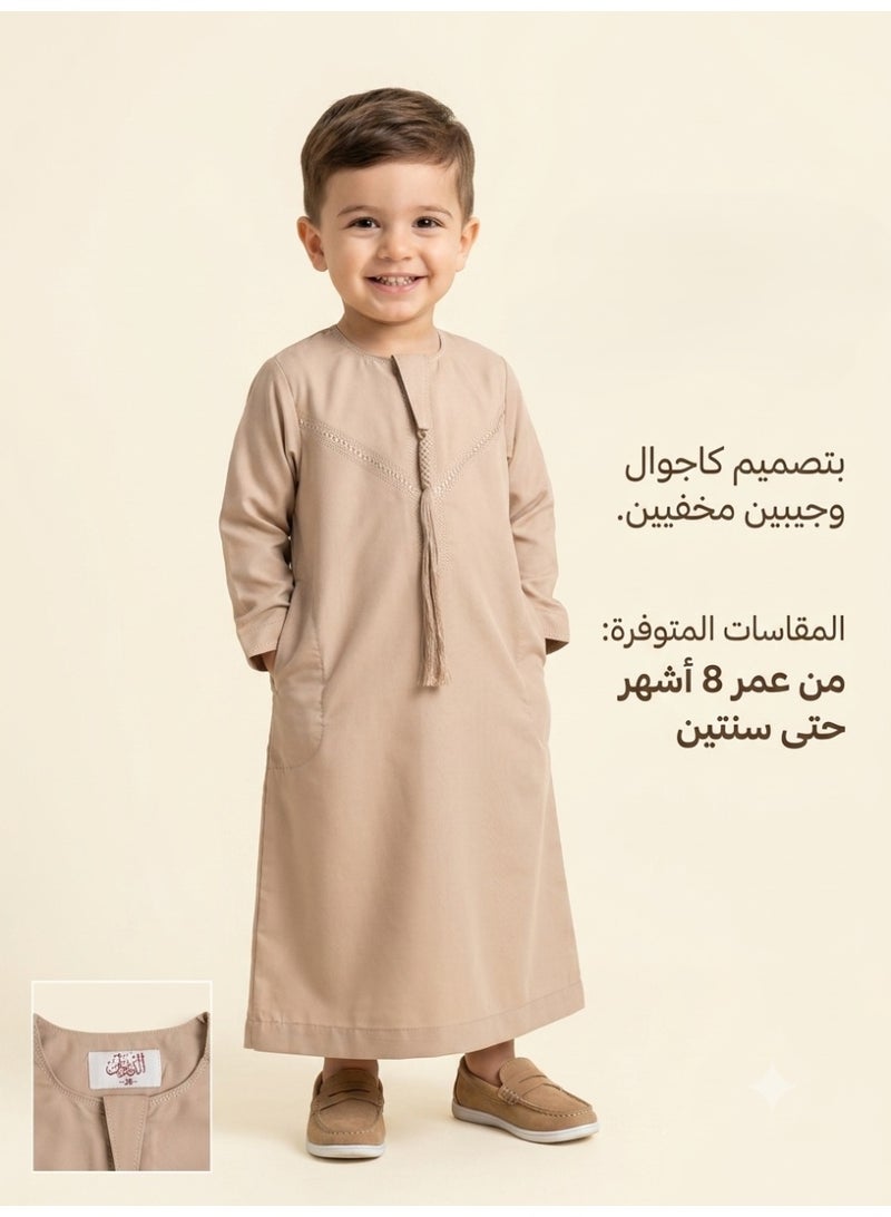 Children's nightgown, Omani and newborn thobe, seven-piece thobe, Emirati boy's thobe, children's nightgown, newborn nightgown, short-sleeved thobe, half-sleeved nightgown, sleep shirt, short-sleeved Saudi nightgown, loose-fitting nightgown, house shirt, newborn gifts, baby gifts, infant gifts, baby gifts, boy's gifts, children's clothes, gift for boys - Image 2