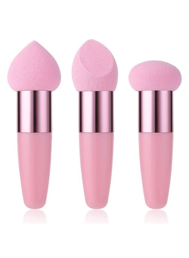 Sibba 3 Pcs Makeup Sponges Foundation Beauty Blender Blending Wet And Dry Make Up Applicator Cosmetic Concealer Face Brush Egg Brushes Covers Eyes Sticks Powder Puff With Handle - Image 1