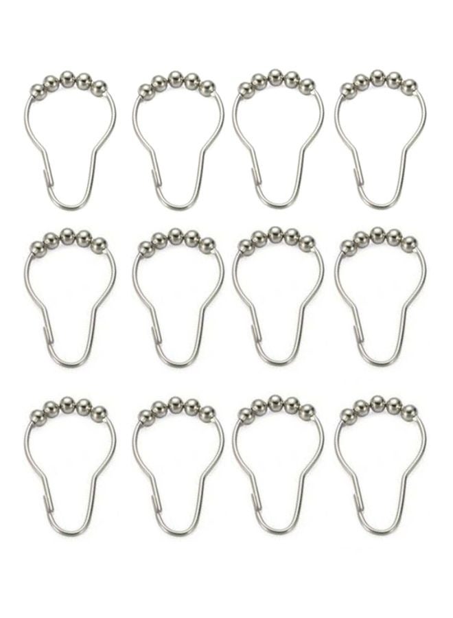 12-Piece Shower Curtain Rings Set Silver  - Image 1