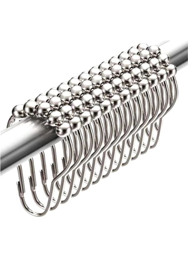 12-Piece Shower Curtain Rings Set Silver  - Image 2