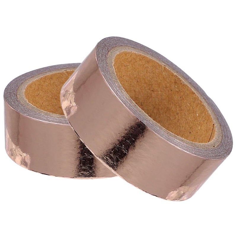 VILLCASE 2 Rolls Rose Gold Metallic Washi Tape Set Decorative Scrapbooking Adhesive Craft Tape DIY for Arts and Crafts Supplies - Image 1