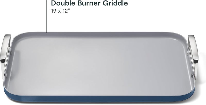 CARAWAY Caraway Double Burner Griddle  19x12 Griddle Pan  NonStick Ceramic Coated  Non Toxic PTFE  PFOA Free  Oven Safe  Compatible with All Stovetops  Navy  - Image 3