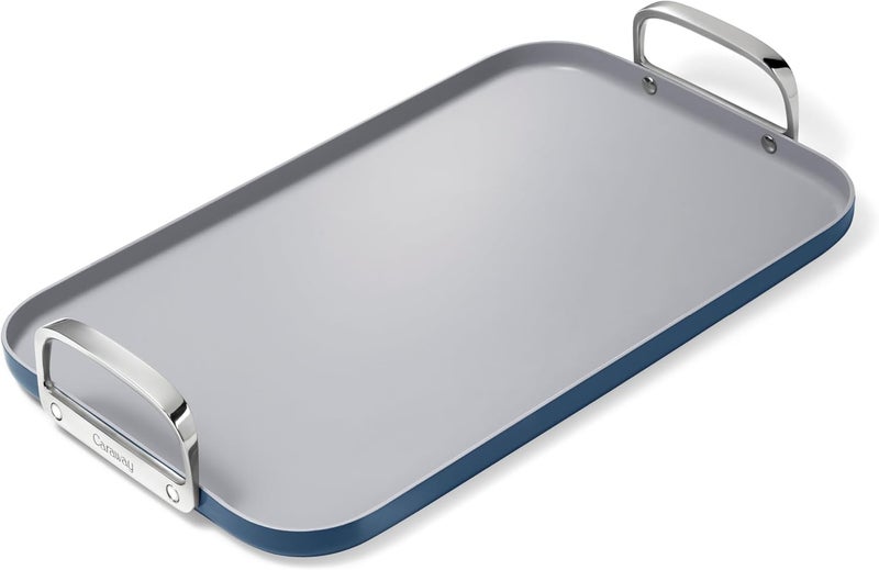CARAWAY Caraway Double Burner Griddle  19x12 Griddle Pan  NonStick Ceramic Coated  Non Toxic PTFE  PFOA Free  Oven Safe  Compatible with All Stovetops  Navy  - Image 1
