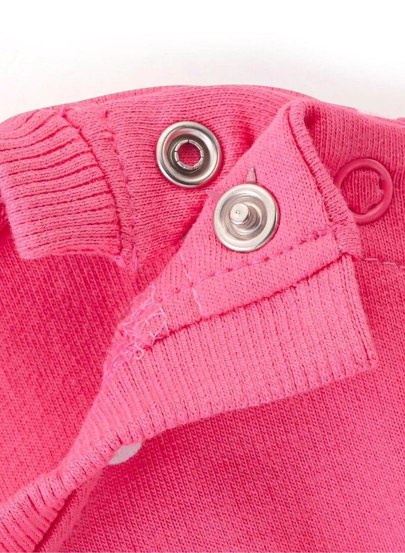 Doodle Poodle Cotton Knit Full Sleeves Frill Detailed T-Shirt & Lounge Pants Co Ord Set With Text & Polka Dots Print - Pink  - Image 5