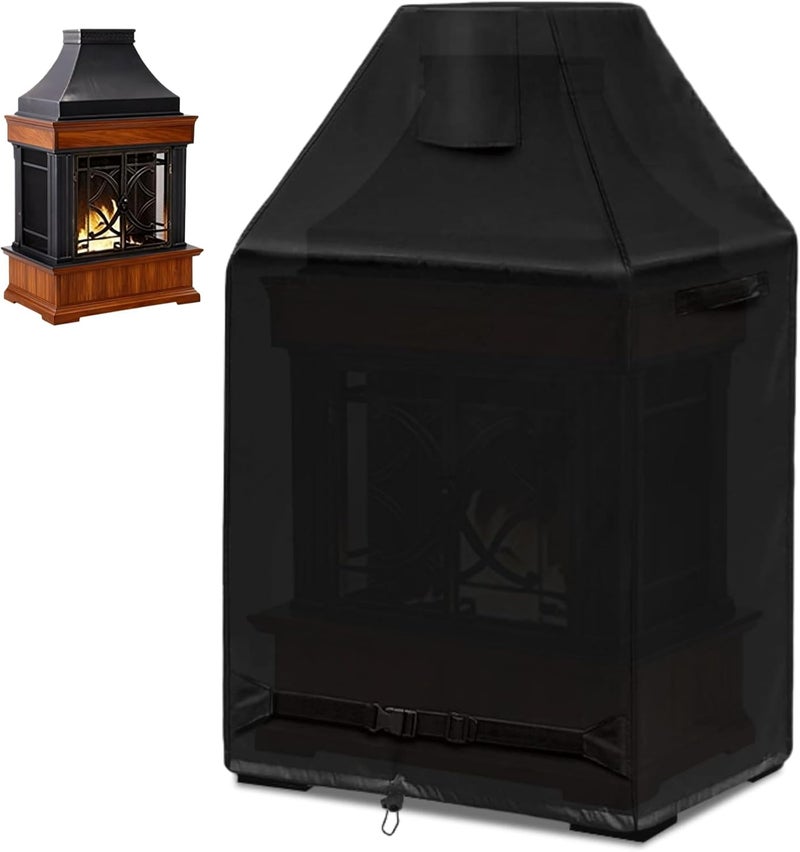 Waterproof Fireplace Cover for Outdoor, 37 Oxford Cloth Fire Pit Shield with Handle & Vent, Weatherproof Chiminea - Image 1