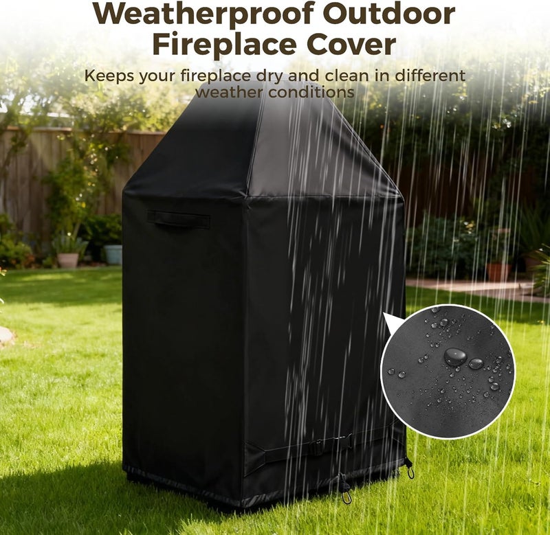 Waterproof Fireplace Cover for Outdoor, 37 Oxford Cloth Fire Pit Shield with Handle & Vent, Weatherproof Chiminea - Image 3