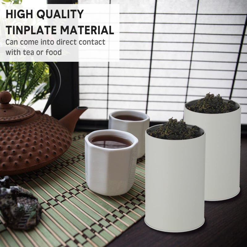 Zopeal 10 Packs Tea Tin Canister Tea Tins for Loose Tea Metal Tea Canister 16 oz Round Tin Can with Lid Canister for Tea Double Seal Tea Canisters Tea Container for Kitchen Storage Tea Coffee Sugar (Beige) - Image 4