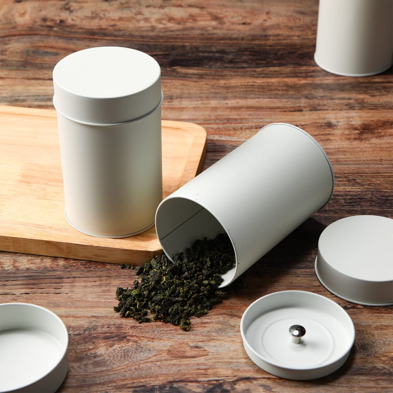 Zopeal 10 Packs Tea Tin Canister Tea Tins for Loose Tea Metal Tea Canister 16 oz Round Tin Can with Lid Canister for Tea Double Seal Tea Canisters Tea Container for Kitchen Storage Tea Coffee Sugar (Beige) - Image 5