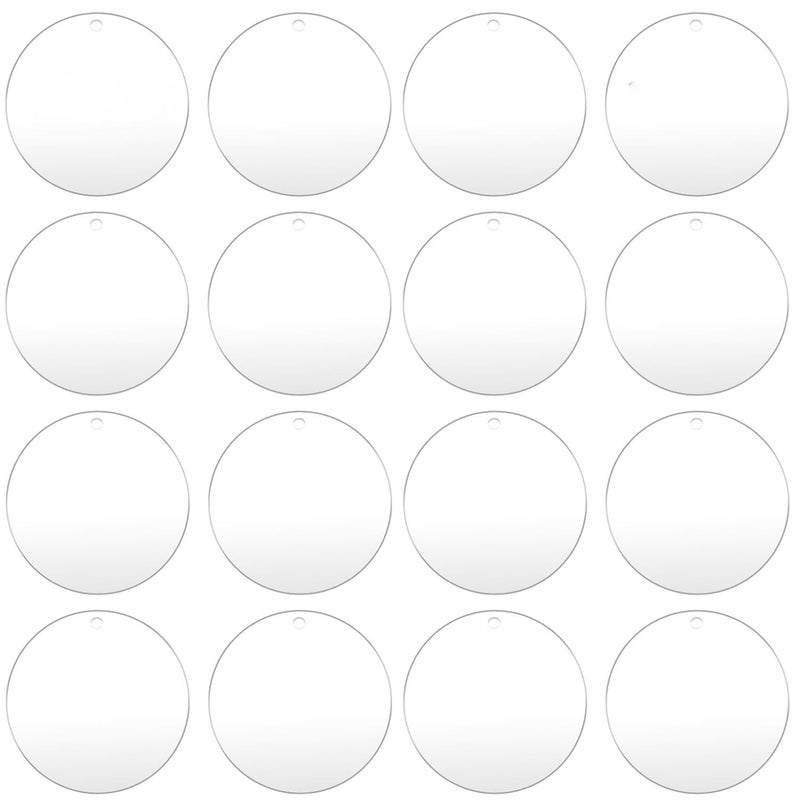 Senbota 100pcs with Holes 1inch Blank Mini Acrylic Round Sheets, 2mm Thick Clear Circular Blank Tags for DIY Mini Pendant Jewelry Crafts Making Materials - Image 1