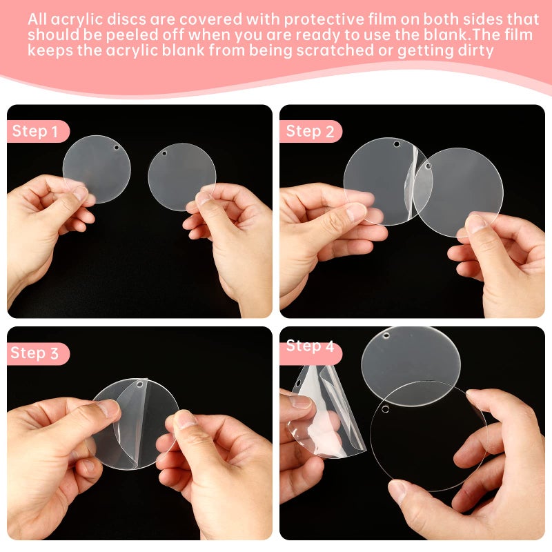 Senbota 100pcs with Holes 1inch Blank Mini Acrylic Round Sheets, 2mm Thick Clear Circular Blank Tags for DIY Mini Pendant Jewelry Crafts Making Materials - Image 4