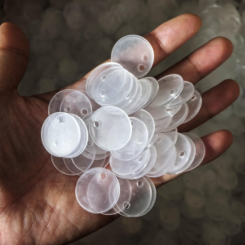 Senbota 100pcs with Holes 1inch Blank Mini Acrylic Round Sheets, 2mm Thick Clear Circular Blank Tags for DIY Mini Pendant Jewelry Crafts Making Materials - Image 2