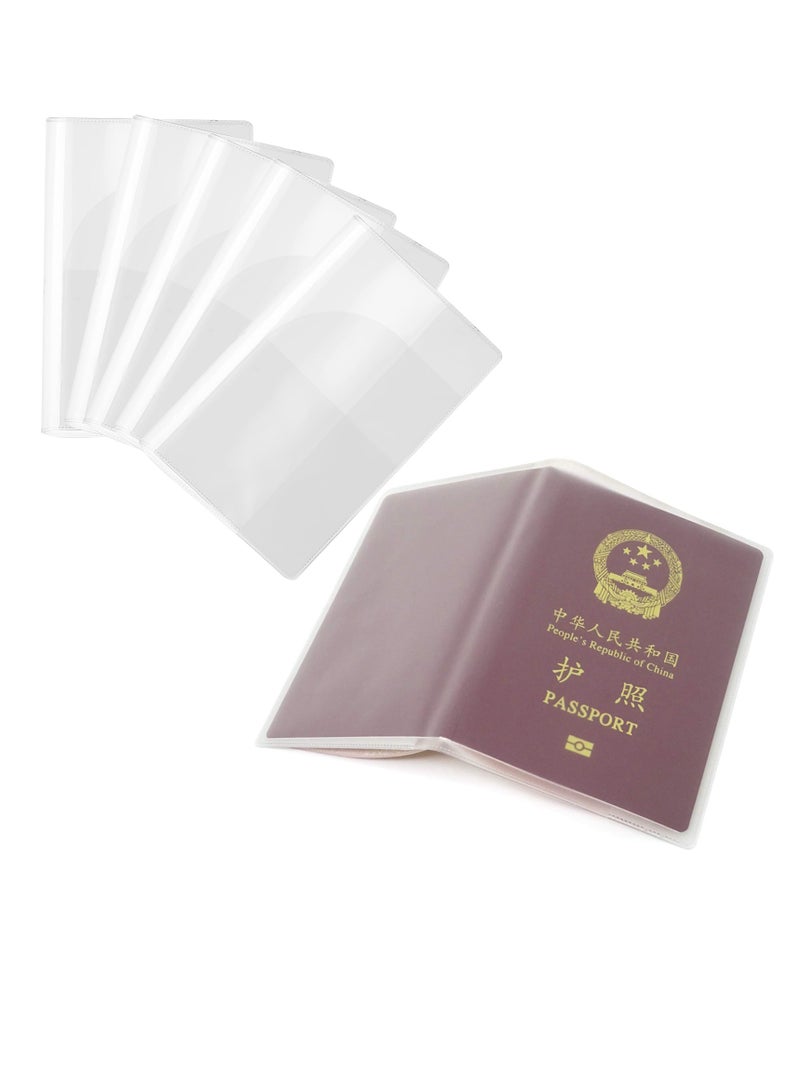 5 Pack, Clear Plastic, Universal Size Passport Holder Cover with Extra Card Slots for CN, US, UK and Other Standard Size Passports - Image 1