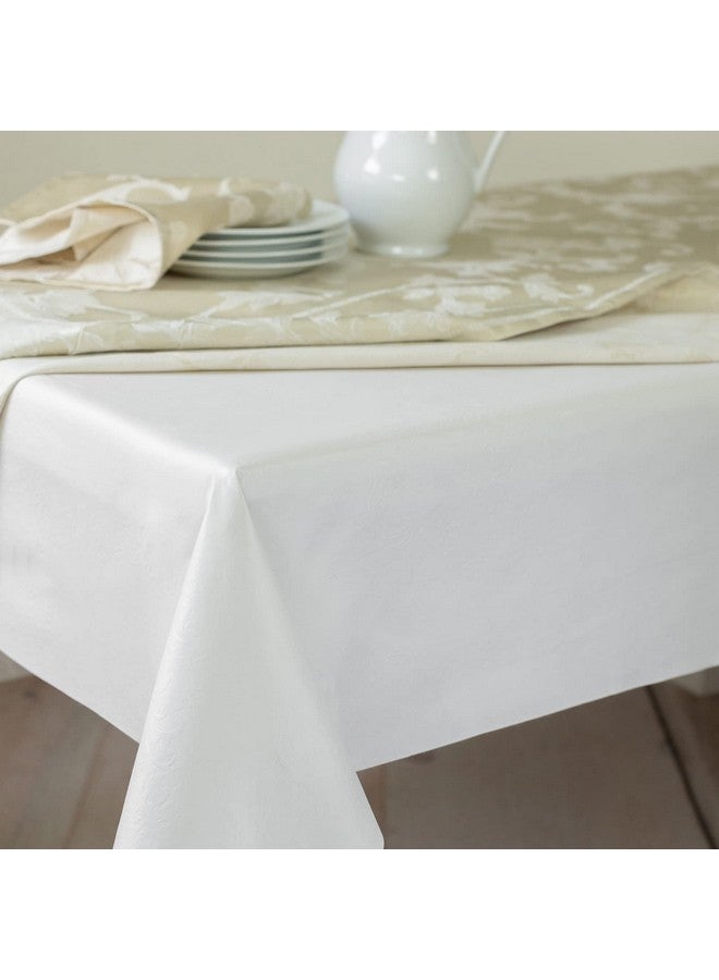 Benson Mills Deluxe Heavy Duty Vinyl Table Pad, Premium Table Protector, Waterproof with Flannel Backing, Quilted Design and Customizable (Off-White, 52" X 120" Rectangular) - Image 1