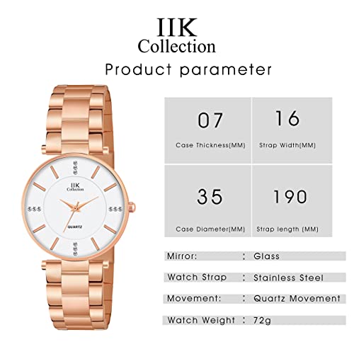 IIK COLLECTION Analog Women's Watch Stainless Steel Dial Wrist Watches Stylish Belt Ladies Watch - Water Resistant Watches for Girls - Image 4