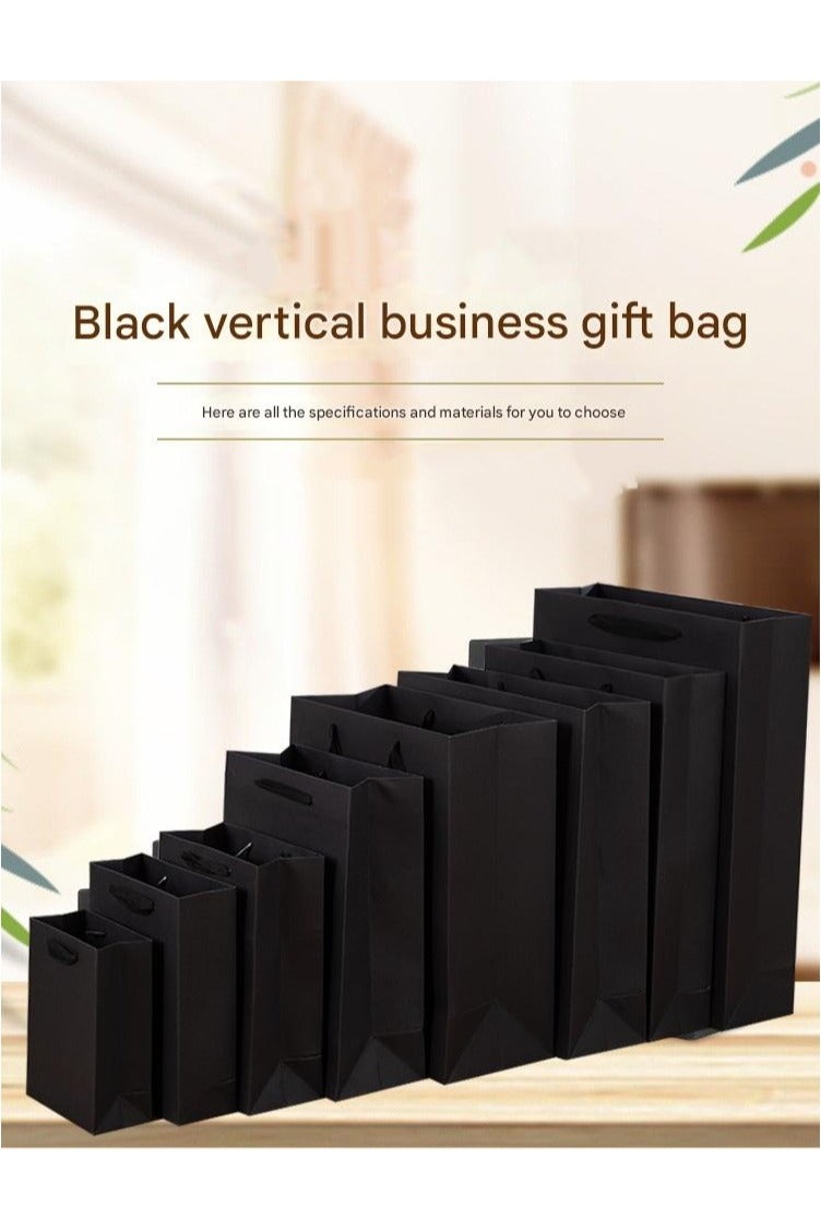 PEI  AN Premium Black Vertical Gift Bags – Luxury 250G Cardboard Business Tote Bags for Apparel, Jewelry  Gifts (Multiple Sizes: 12x5.7x16cm to 30x10x40cm)8Pieces - Image 3