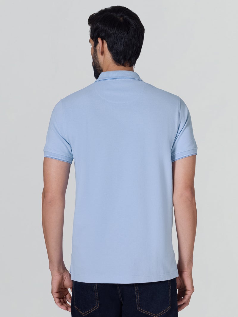 اكس واي اكس اكس قميص بولو رجالي من القطن بنصف كم بلون أزرق سماوي - Image 3