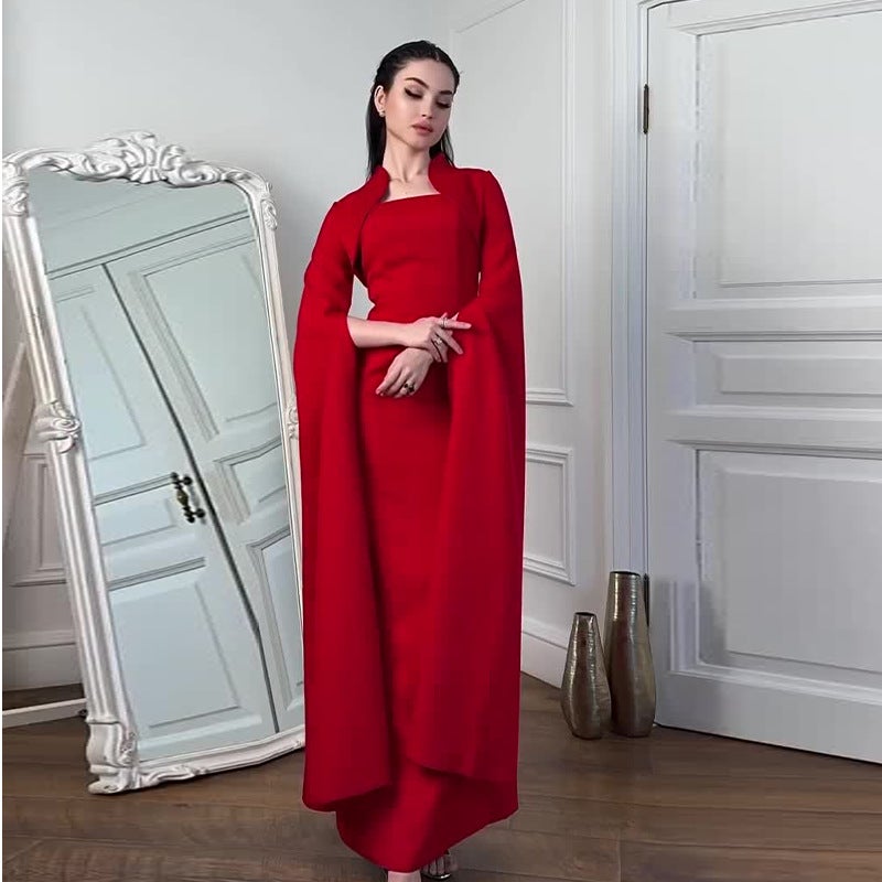 Autumn Women'S French Retro Square Neck High-End Elegant Evening Dress - Image 1