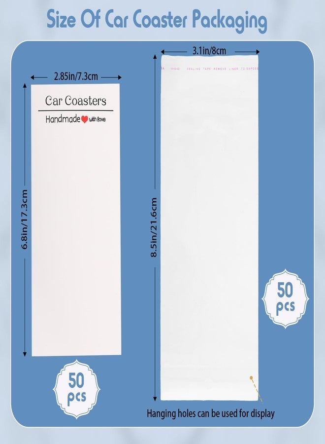 زهاو مجموعة قواعد أكواب سيارة سيراميك من Zhehao، 136 قطعة، مع حقائب وبطاقات، مقاس 2.64 بوصة، قواعد أكواب فارغة قابلة للطباعة بالتسامي، حامل أكواب سيارة سيراميك مع فتحة للإصبع لسهولة الإزالة، عبوة للبيع. - Image 3