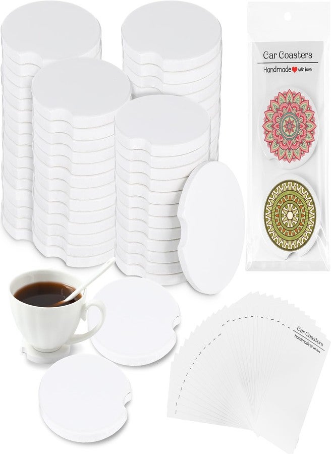 زهاو مجموعة قواعد أكواب سيارة سيراميك من Zhehao، 136 قطعة، مع حقائب وبطاقات، مقاس 2.64 بوصة، قواعد أكواب فارغة قابلة للطباعة بالتسامي، حامل أكواب سيارة سيراميك مع فتحة للإصبع لسهولة الإزالة، عبوة للبيع. - Image 1