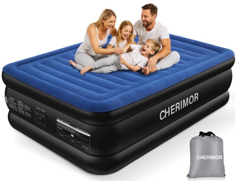 CHERIMOR Queen Air Mattress with Built in Pump, 18" Raised Comfort, Multi-Layer Leakproof, Heavy-Duty Support Blow Up Mattress, 800lbs High Capacity, 3 Min Inflation for Home Camping Guests - Image 1