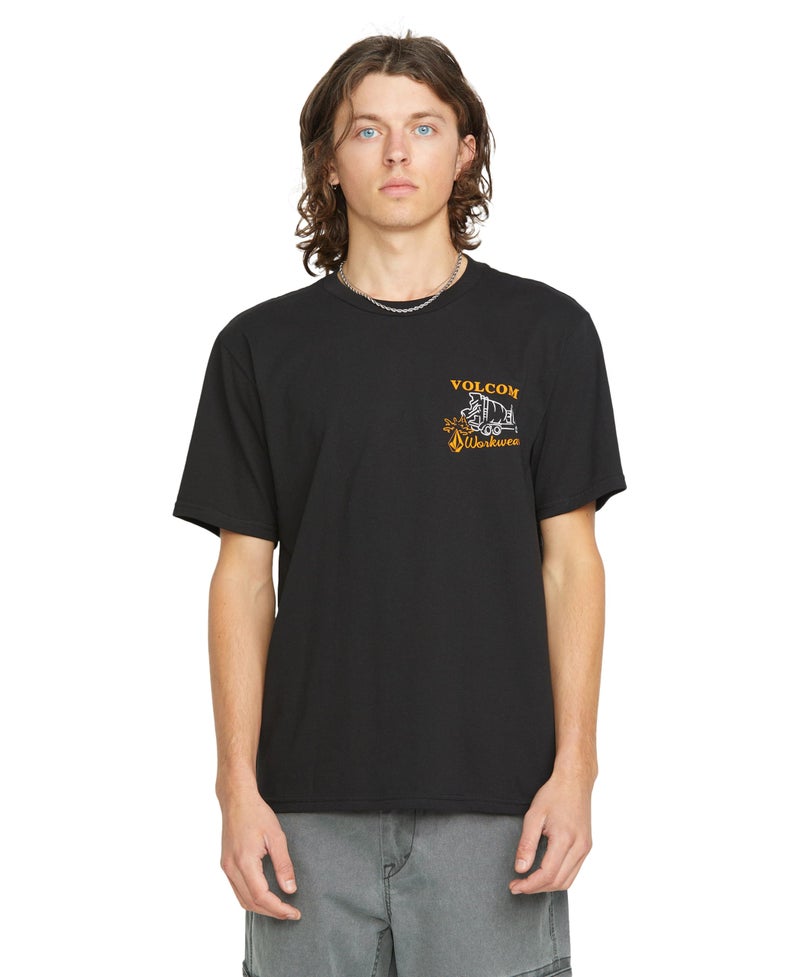 Volcom تي شيرت عمل قصير الأكمام للرجال من فولكوم، أسود، متوسط - Image 2