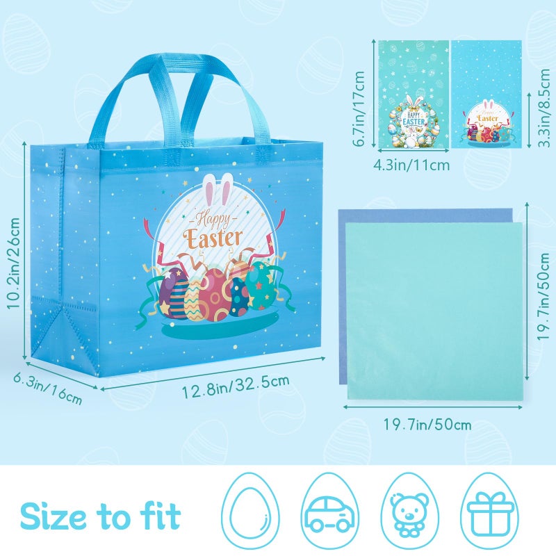 YANGTE 2-Pack 13" Large Easter Gift Bags with Tissue Paper, Reusable Non-Woven Bags with Handles for Kids' Egg Hunts and Party Supplies - Image 2
