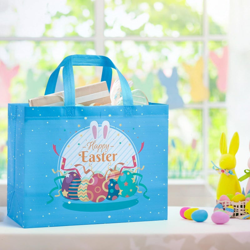 YANGTE 2-Pack 13" Large Easter Gift Bags with Tissue Paper, Reusable Non-Woven Bags with Handles for Kids' Egg Hunts and Party Supplies - Image 4
