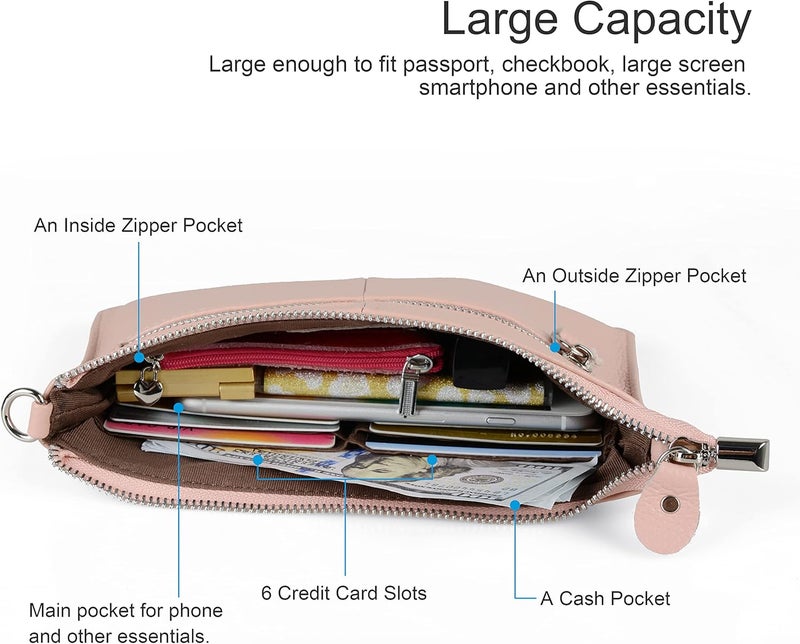 befen Genuine Leather Wristlet Clutch Wallet Purses Small Crossbody Bags for Women with RFID Blocking Card Slots - Image 3