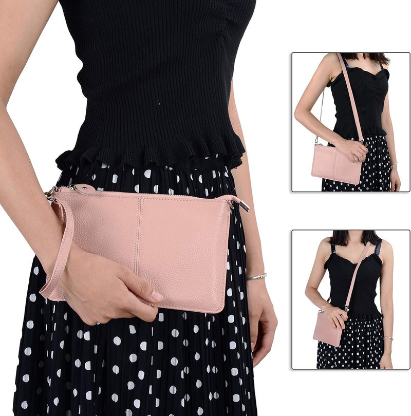 befen Genuine Leather Wristlet Clutch Wallet Purses Small Crossbody Bags for Women with RFID Blocking Card Slots - Image 2