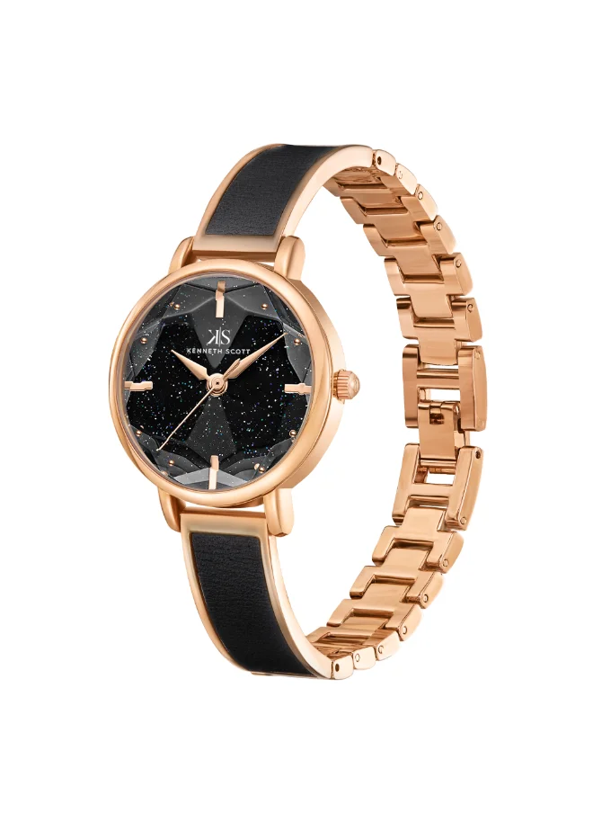 كينيث سكوت Kenneth Scott Women's PC21 Movement Watch, Analog Display and Alloy Strap - K23503-RBBB, Black