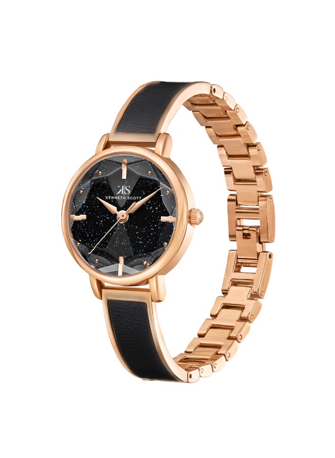 KENNETH SCOTT - Kenneth Scott Women's PC21 Movement Watch, Analog Display and Alloy Strap - K23503-RBBB, Black - Image 1