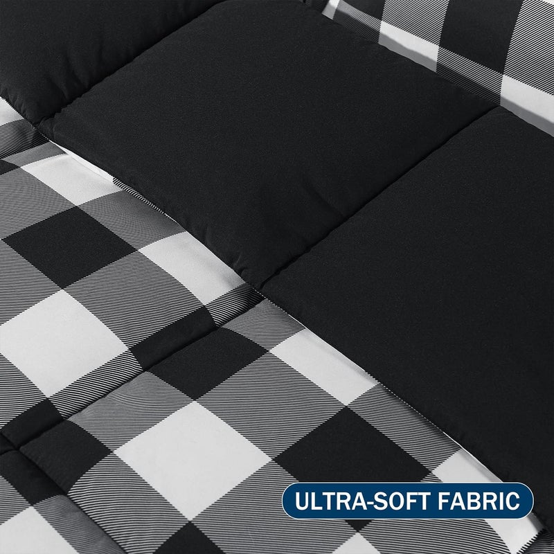 داونلوكس مجموعة لحافات King Size Comforter (لون بني وأزرق)، مجموعات أغطية أسرّة ناعمة لجميع المواسم - 3 قطع: لون أرجواني ورمادي، لح��ف قابل للتحويل. - Image 4