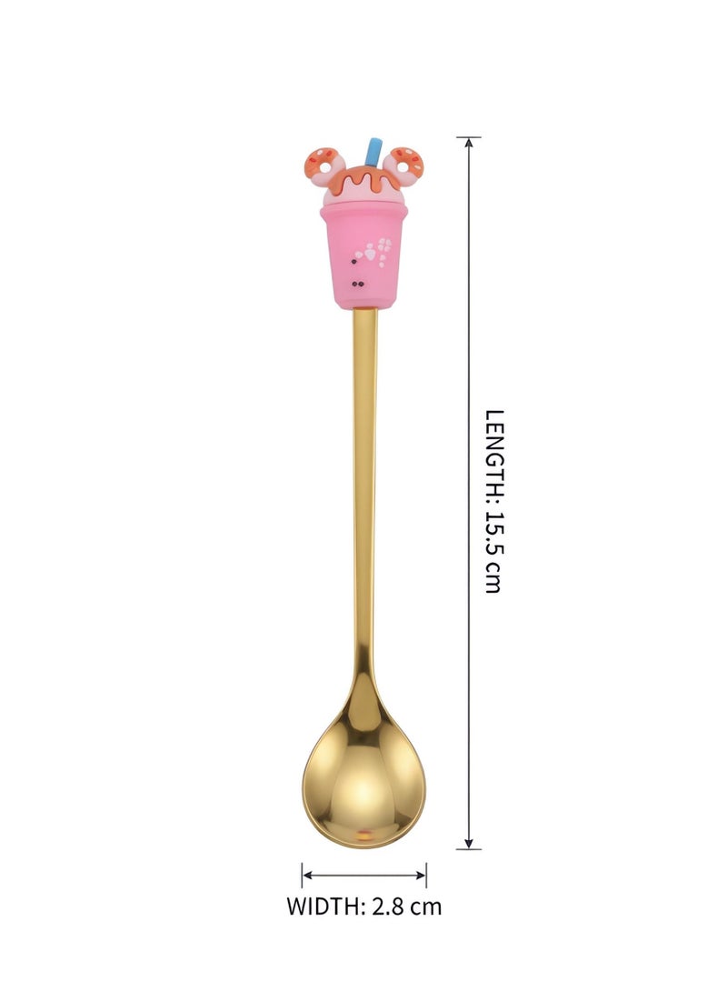 Aura Style Ice Cream Dessert Spoon and Fork Set for Kids & Parties, Cute Decorative Flatware, Gold Stainless Steel - Image 5