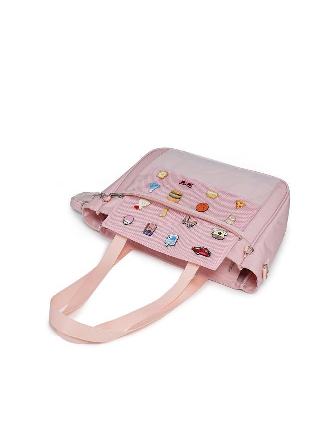 CHERRY SAUCE Tote bag Ita Bag Canvas Crossbody Shoulder Bag Backpack Kawaii Purses and Handbags with Pin Display, Pink, Medium, Tote - Image 4