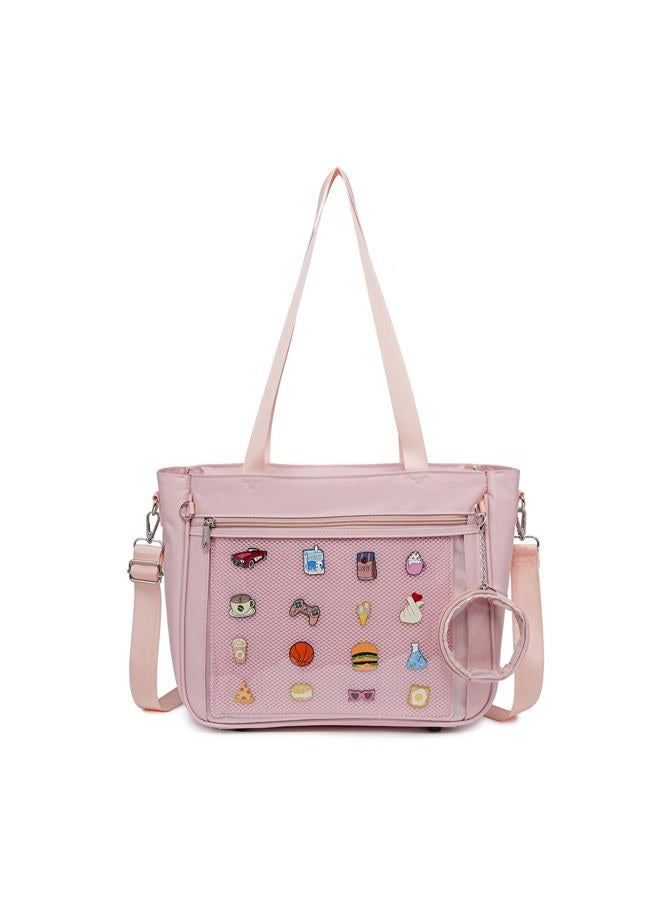 CHERRY SAUCE Tote bag Ita Bag Canvas Crossbody Shoulder Bag Backpack Kawaii Purses and Handbags with Pin Display, Pink, Medium, Tote - Image 1