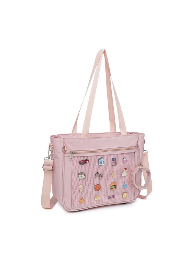 CHERRY SAUCE Tote bag Ita Bag Canvas Crossbody Shoulder Bag Backpack Kawaii Purses and Handbags with Pin Display, Pink, Medium, Tote - Image 2