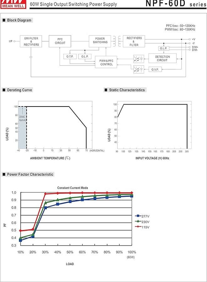 NPF 60D 36 Constant Current LED Driver Power Supply 60 12W AC DC Converter For Lighting - Image 5