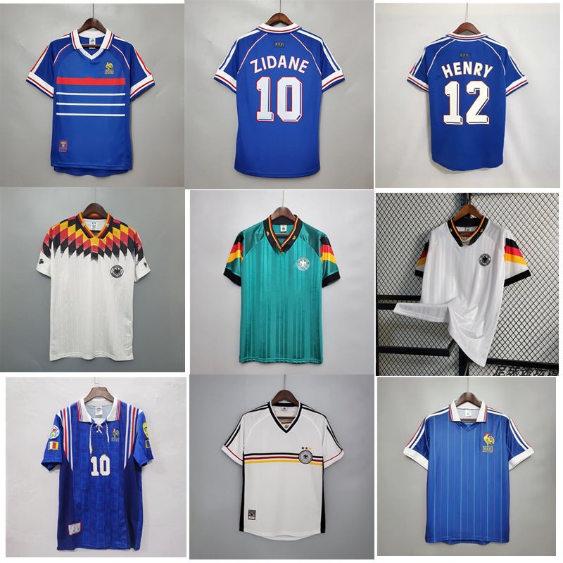 Vintage Jersey Classic Nostalgic Replica Football Uniform Germany France Team Uniform Mateus Henri Zidane Jersey - Image 2