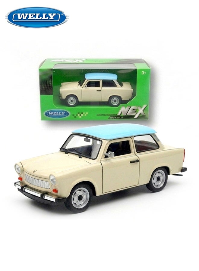 Welly 1:24 Scale Die-Cast Model Car – Classic Trabant 601 with Blue Roof -Collectible Toy Vehicle for Kids & Adults. - Image 1