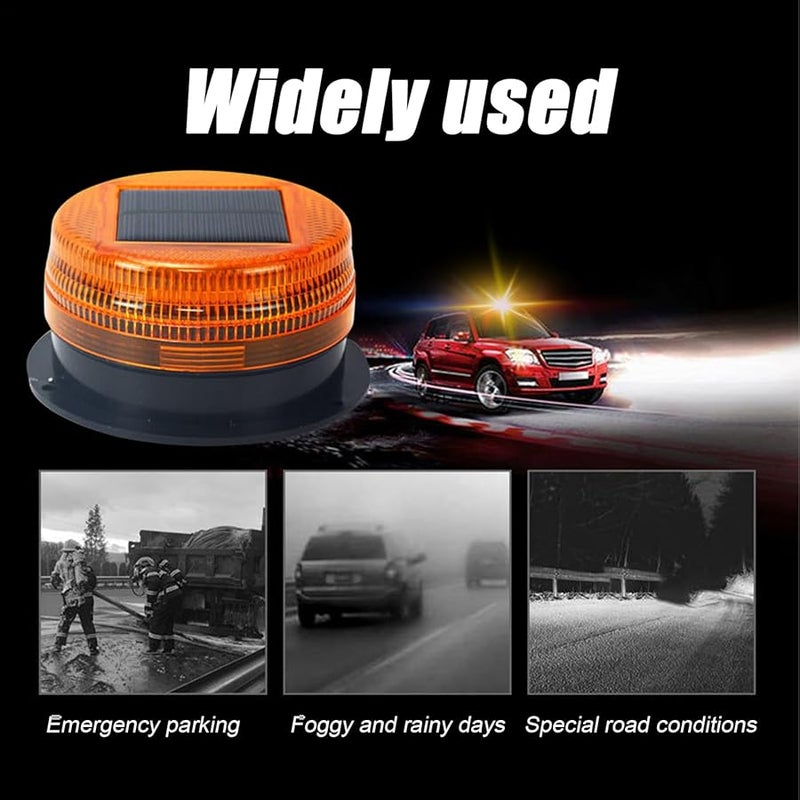Solar Powered Yellow LED Warning Light With Magnetic Base For Road Safety - Image 5