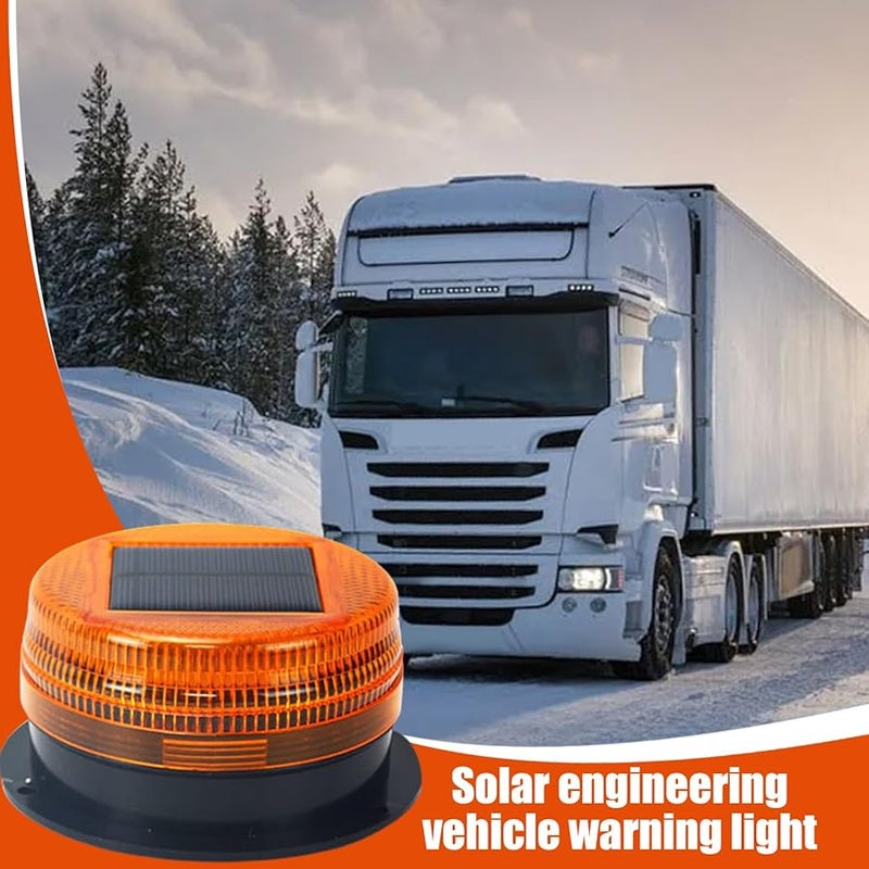 Solar Powered Yellow LED Warning Light With Magnetic Base For Road Safety - Image 3