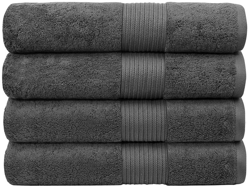 Luxury Extra Large Oversized Bath Towels  Hotel Quality Towels  650 GSM  Soft Combed Cotton Towels for Bathroom  Thick  Fluffy Bath Sheets  Dark Grey  4 Pack